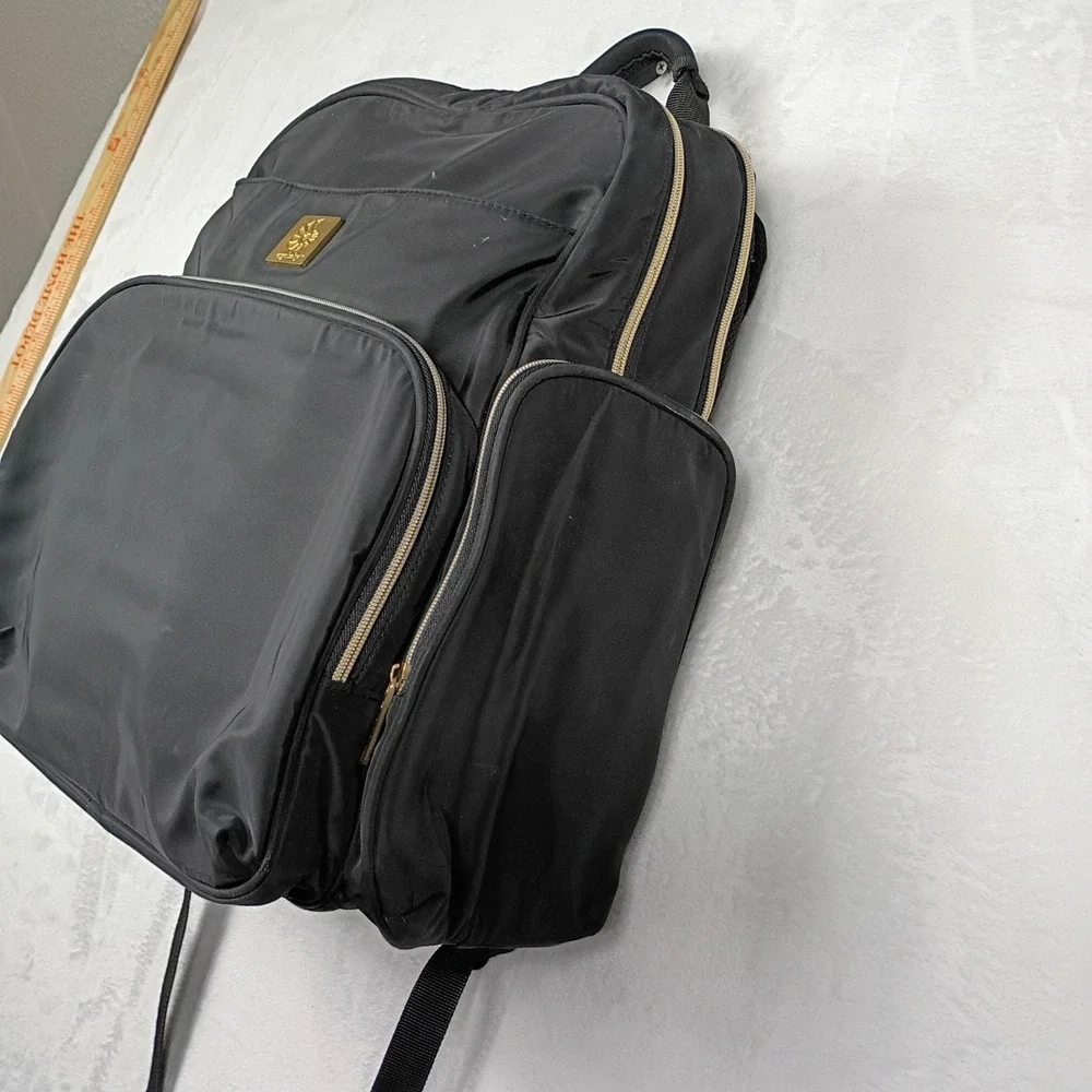 Ergobaby‎ Diaper Bag Backpack Black Gold Hardware Insulated Pocket Organizer